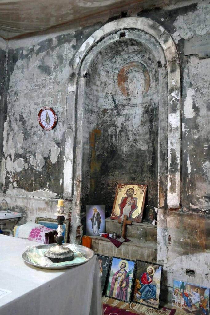 Burned church in North Cairo still open for worship. Picture Andrew Boyd Release